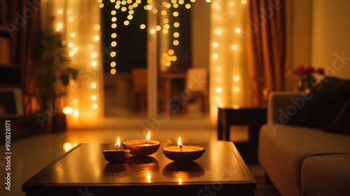 Candles on a Table in a Cozy Living Room