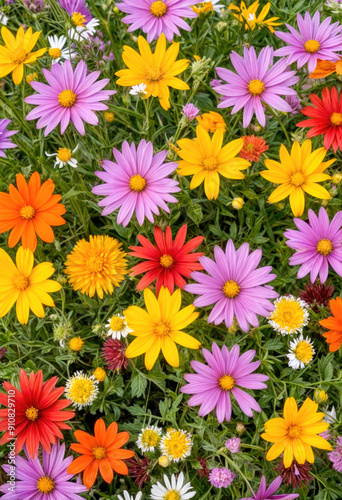 Vibrant Wildflowers on a White Background