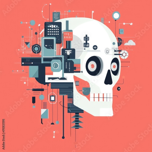 skull modern tech