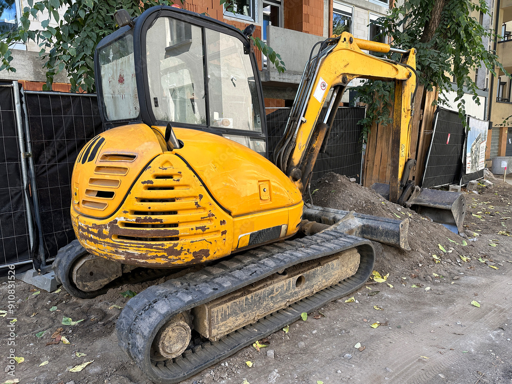 Excavator at the construction site Excavator at the construction site