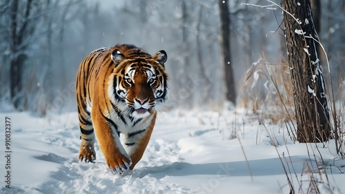 tiger in snow