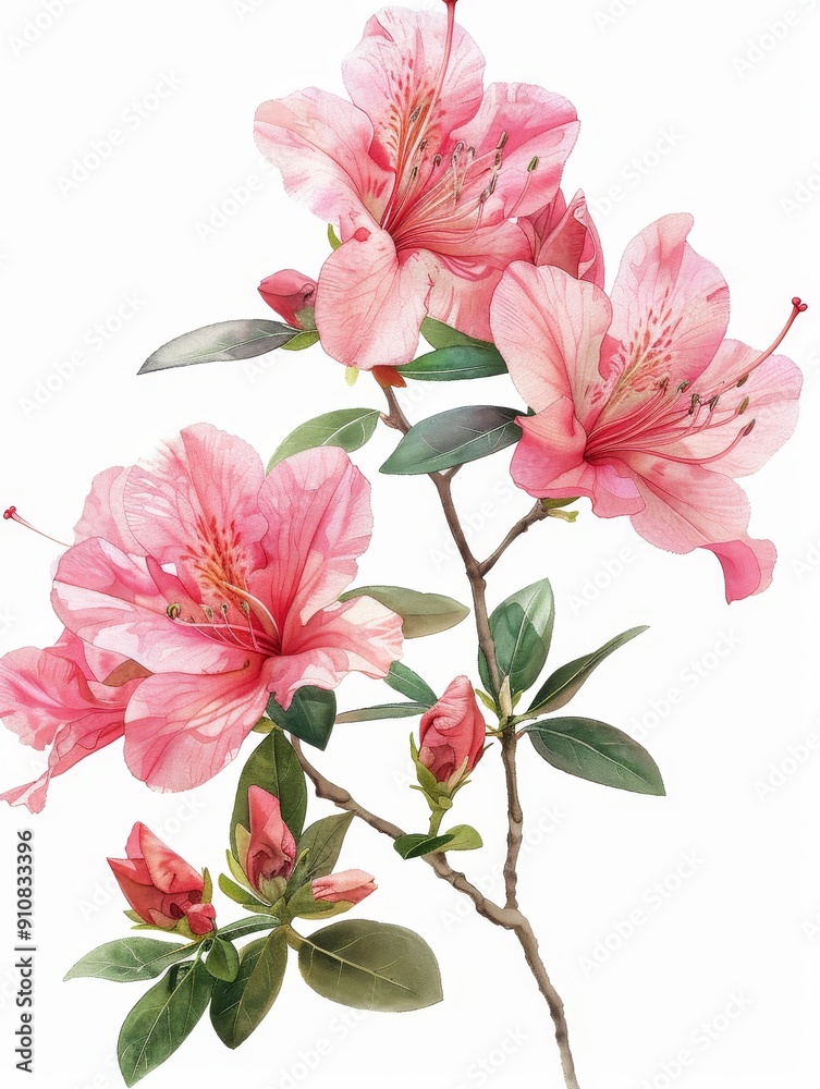 Obraz premium Blooming Pink Azalea Branch