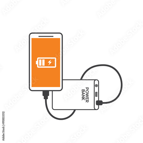 illustration of power bank, vector art.