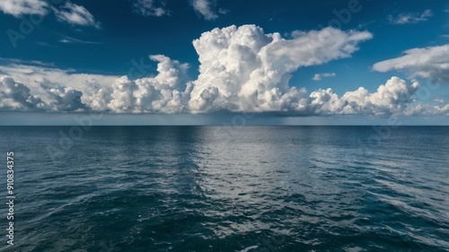 Calm weather on sea or ocean with clouds