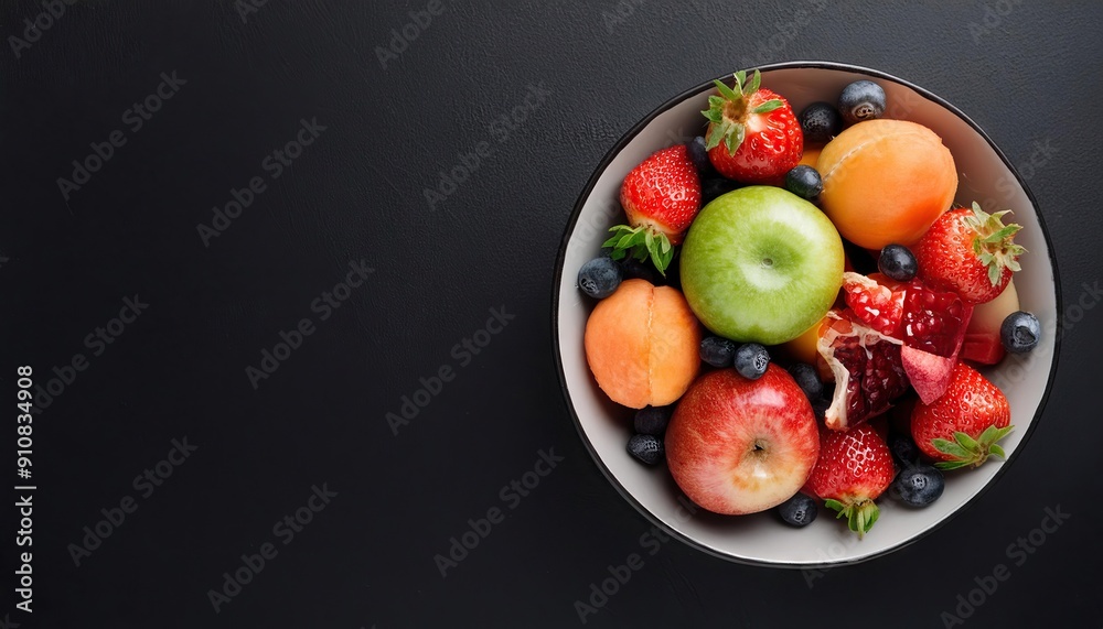 Fresh fruit in a bowl on a black background Fresh fruit in a bowl on a black background