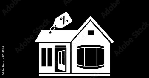 House sale animation. Alpha channel. Footage. Transparent background