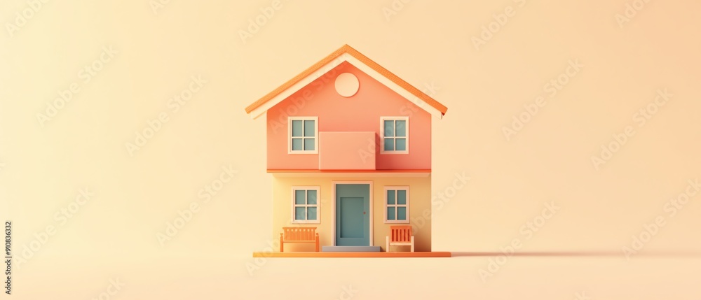 A charming pink house with a clock, symbolizing comfort and tranquility in a warm, inviting environment. A charming pink house with a clock, symbolizing comfort and tranquility in a warm, inviting environment.