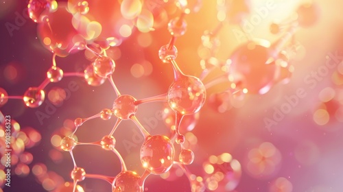 Close up of an ATP molecule, illustrating its energy structure close up, copy space, cellular biology, ethereal, manipulation, cell diagram backdrop