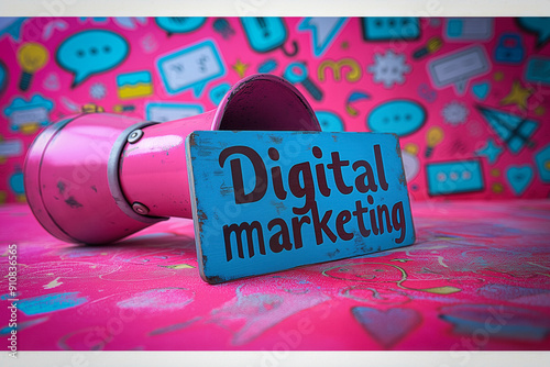 Digital marketing text illu...