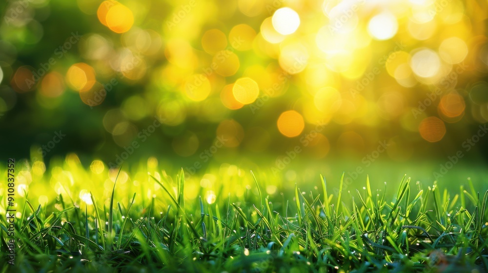 Obraz premium Closeup of Green Grass with Blurred Background.