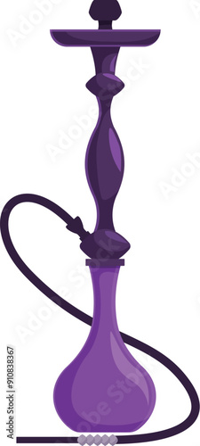 Illustration featuring a purple shisha with a long tube, evoking relaxation and exotic flavors