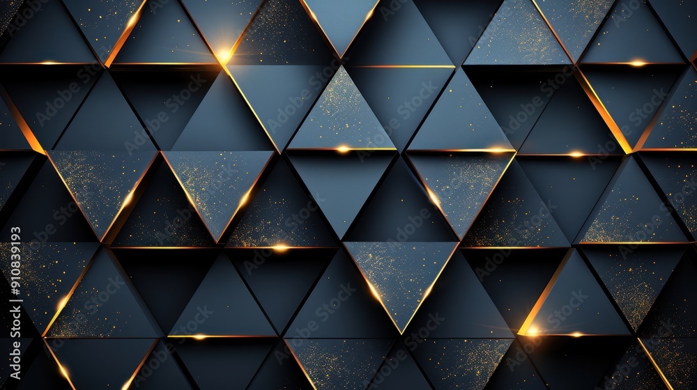 Golden Geometric Shapes With Golden Borders on Dark Background Golden Geometric Shapes With Golden Borders on Dark Background