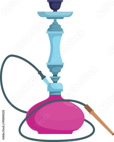 Traditional oriental smoking pipe with long tube for inhaling and exhaling smoke