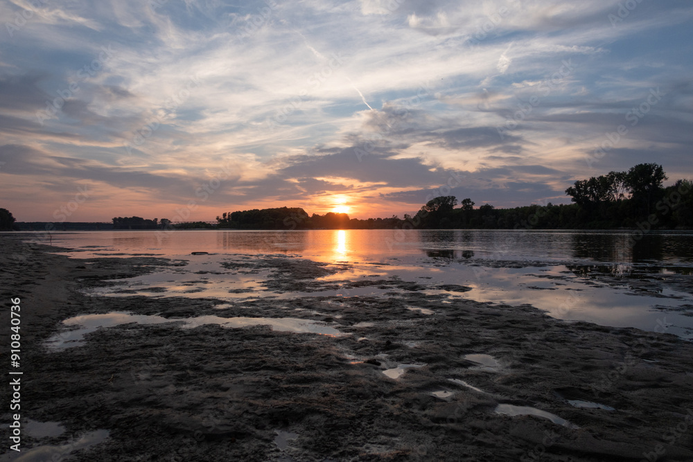 River Po landscape nature sunset sun