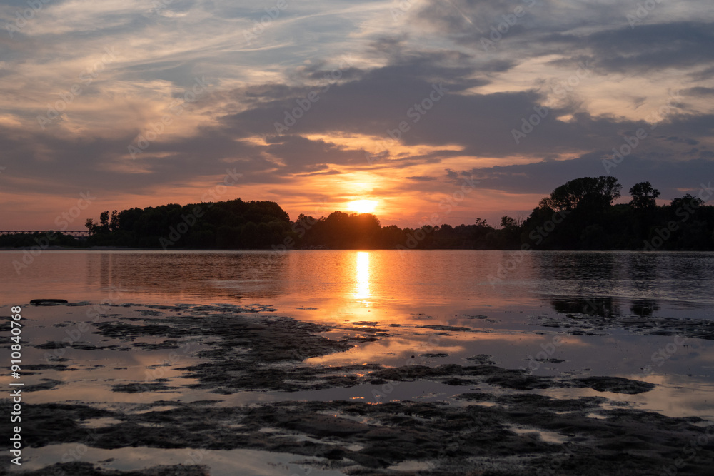 River Po landscape nature sunset sun