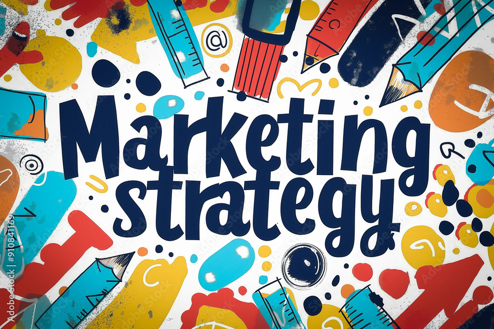 Obraz premium Marketing strategy text illustration