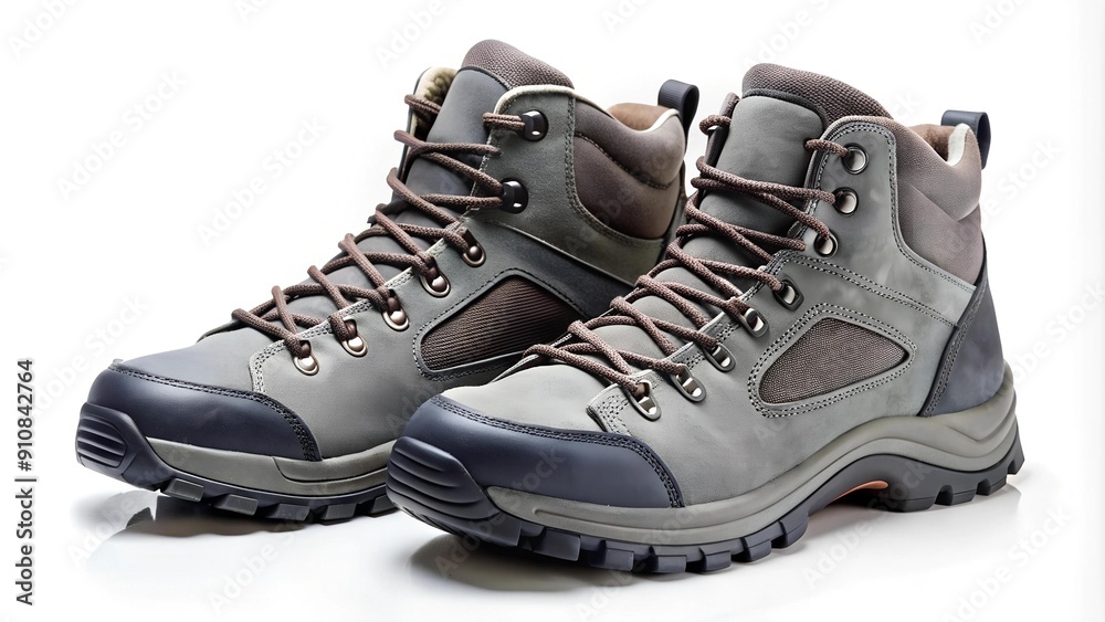 Nomad Soul: Gray Suede Hiking Boots with Leather Trim AI generated Nomad Soul: Gray Suede Hiking Boots with Leather Trim AI generated