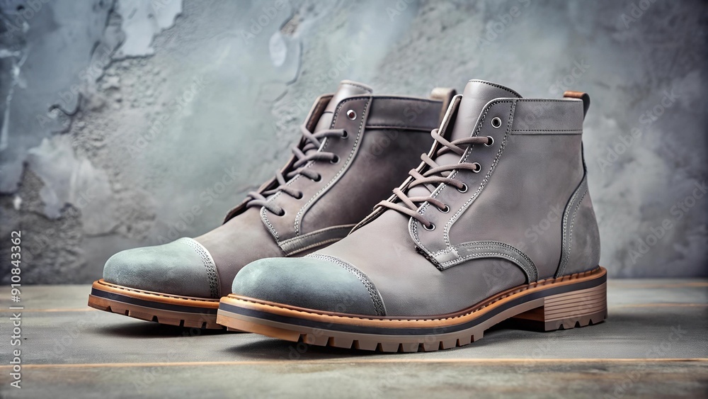 Globetrotter: Gray Suede Boots with Leather Detailing  generative AI