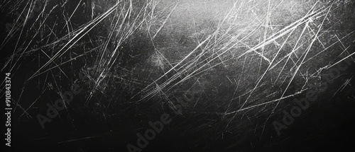 Overlay of scratched metal marks, on black background, Generative AI