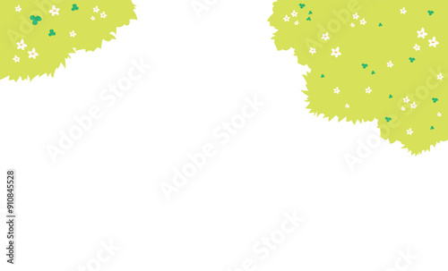 かわいい緑の草の背景イラスト