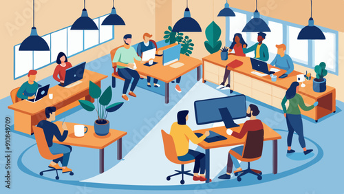 concept of the coworking center business meeting vector illustration