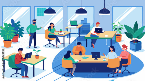 concept of the coworking center business meeting vector illustration