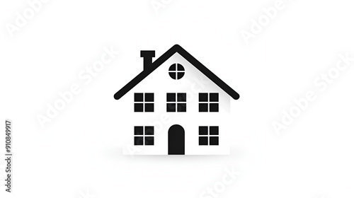 Simple House Icon - Black and White Design for Website or App