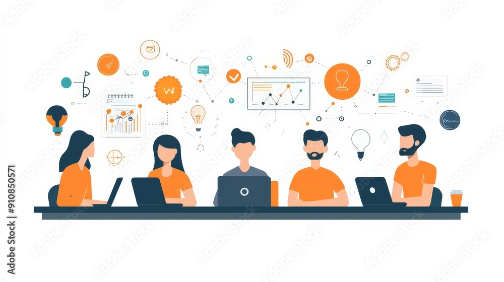 Neural Network Learning Process in Minimalist Flat Vector Illustration with Brain-Inspired Design Elements Neural Network Learning Process in Minimalist Flat Vector Illustration with Brain-Inspired Design Elements