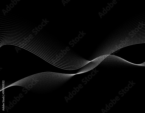 テクノロージー系　ウェーブ背景　波　モノクロ　23