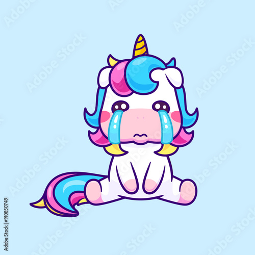 Cute Unicorn Crying Cartoon Vector Icon Illustration. Animal
Nature Icon Concept Isolated Premium Vector. Flat Cartoon
Style