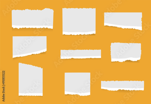 Wallpaper Mural torn paper collection isolated on yellow background Torontodigital.ca