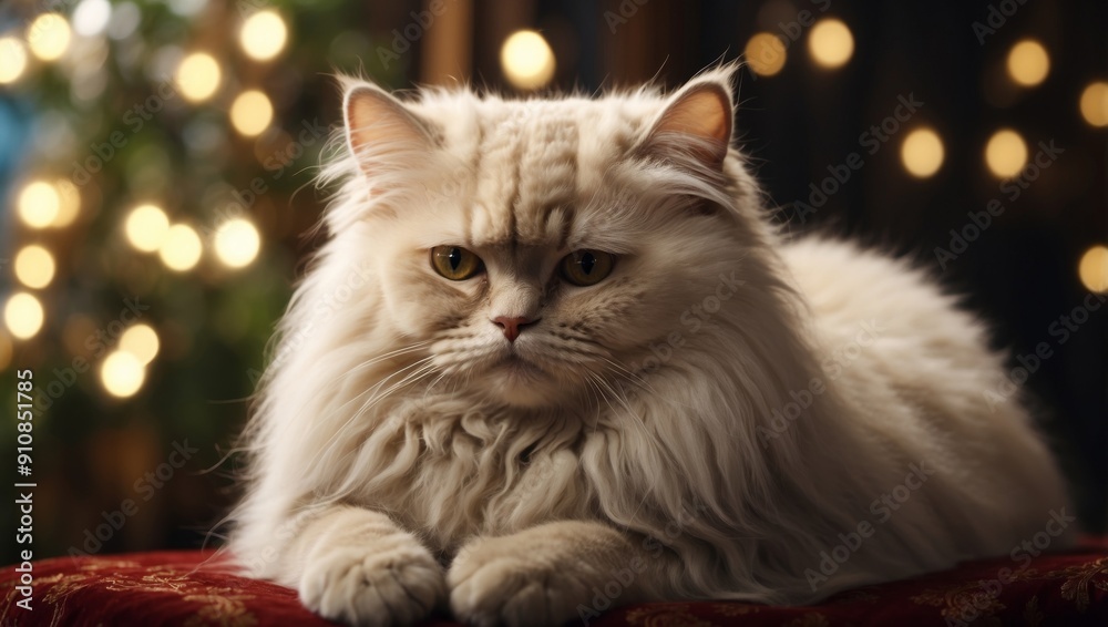 Luxurious Persian Cat Basking in Comfort A Whimsical D Clipart. Luxurious Persian Cat Basking in Comfort A Whimsical D Clipart.