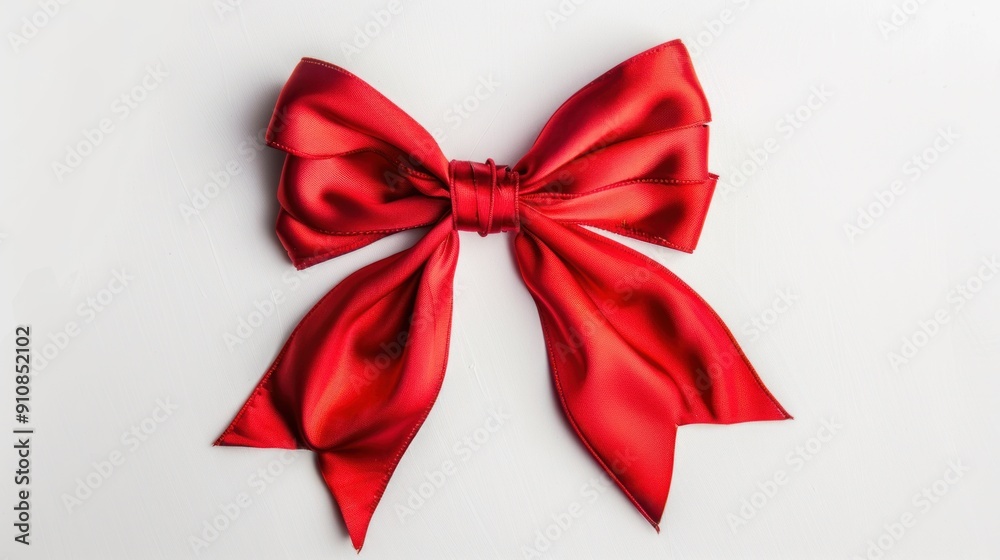 Red Satin Bow on a White Background Red Satin Bow on a White Background
