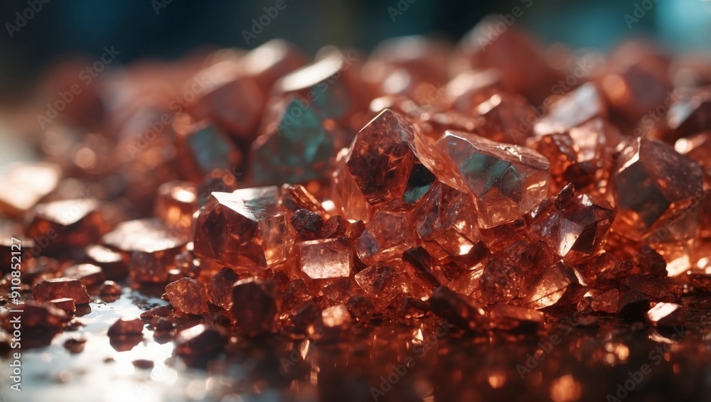 Rough Copper Mineral in Industrial Double Exposure A Rich and Reddish CloseUp Focus. Rough Copper Mineral in Industrial Double Exposure A Rich and Reddish CloseUp Focus.