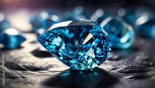 Vibrant Blue Gemstone Exquisitely Dicut and Illuminated with Natural Light.