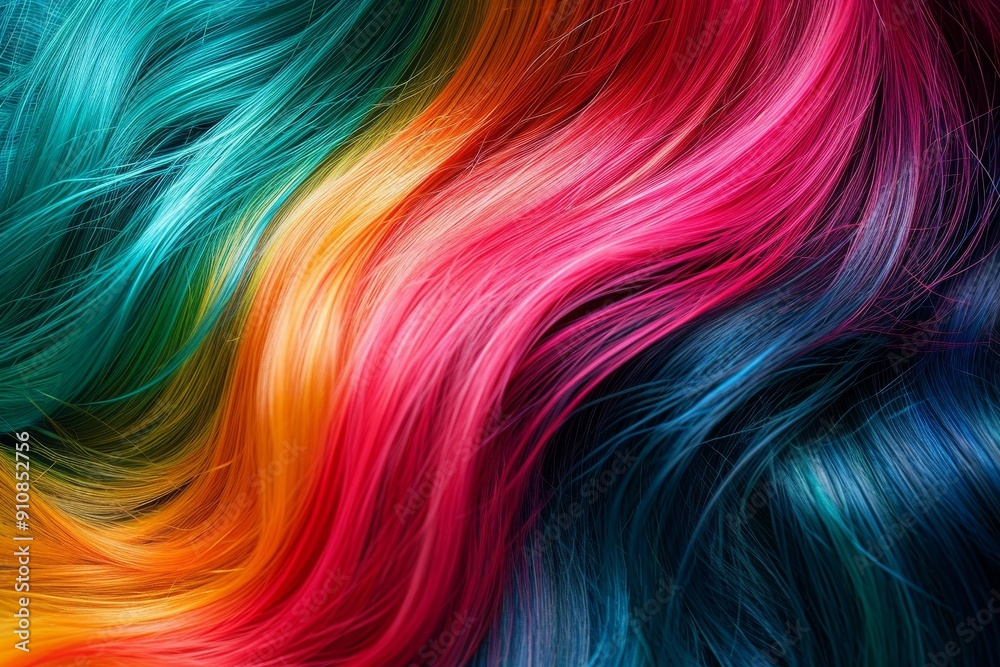 A photo capturing a stunning and diverse hairstyle with an array of vibrant colors, creating a burst of beauty, The myriad of colors found in a palette of hair dyes, AI Generated A photo capturing a stunning and diverse hairstyle with an array of vibrant colors, creating a burst of beauty, The myriad of colors found in a palette of hair dyes, AI Generated