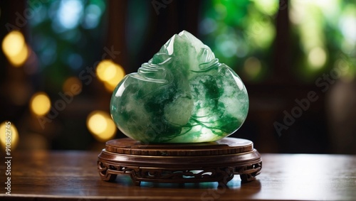 Polished Jade A Cultural Artifact Radiating Asian Heritage and Elegance. photo