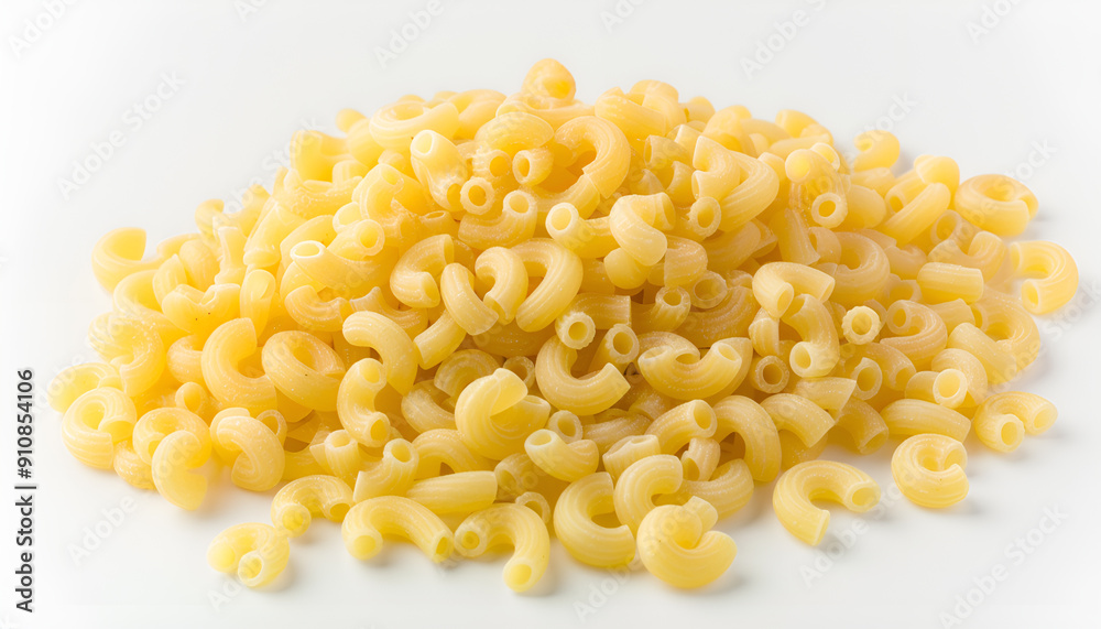 raw macaroni pasta isolated on white background with full depth of field. Top view. Flat lay raw macaroni pasta isolated on white background with full depth of field. Top view. Flat lay