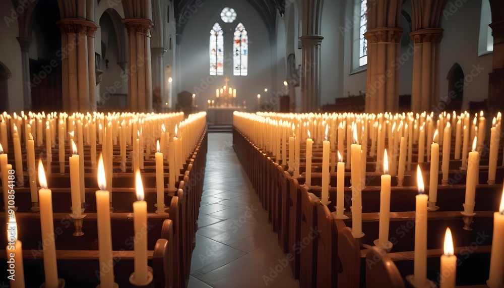 Fototapeta premium Christian Holiday in a church with candles