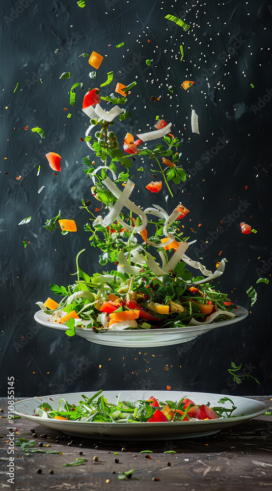 Fresh vegetable salad in a bowl, generative ai Fresh vegetable salad in a bowl, generative ai