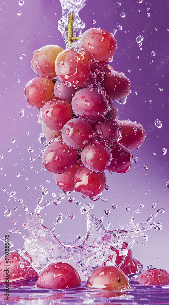 grapes in water splash, generative ai
