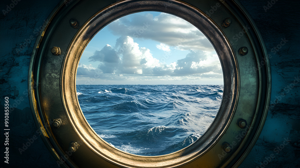 Porthole View of the Sea During Daytime
