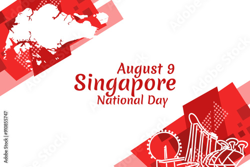 August 9, Singapore national day vector illustration. Suitable for greeting card, poster and banner.