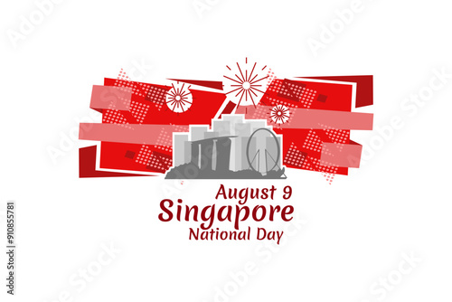 August 9, Singapore national day vector illustration. Suitable for greeting card, poster and banner.