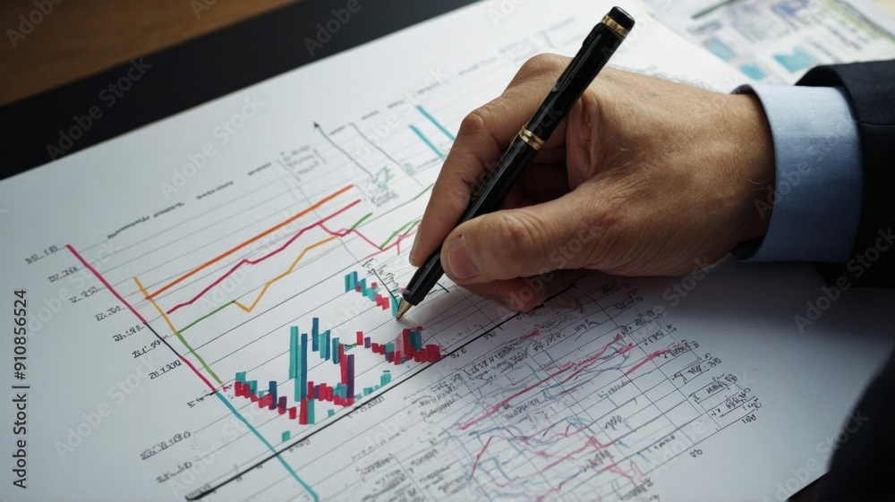 Businessman draw growth graph and progress of business Businessman draw growth graph and progress of business