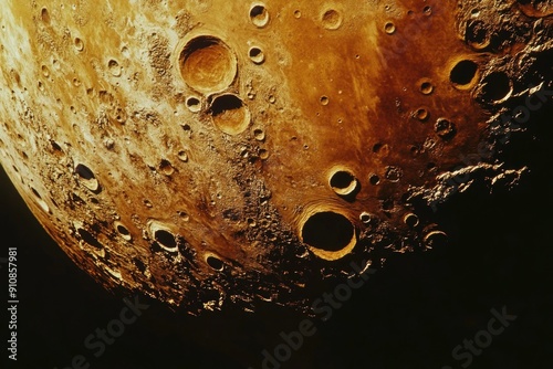 Close-up of moon surface with water photo