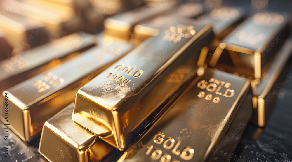 Gold bars with diagram. Generative AI. Gold bars with diagram. Generative AI.