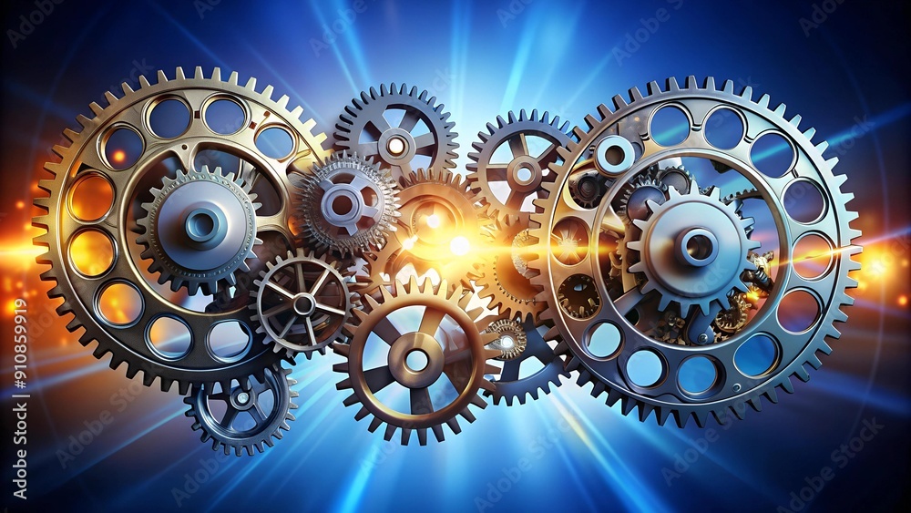 Abstract Gears and Cogs Representing the Interplay of Engineering and Mechanics  Generative AI