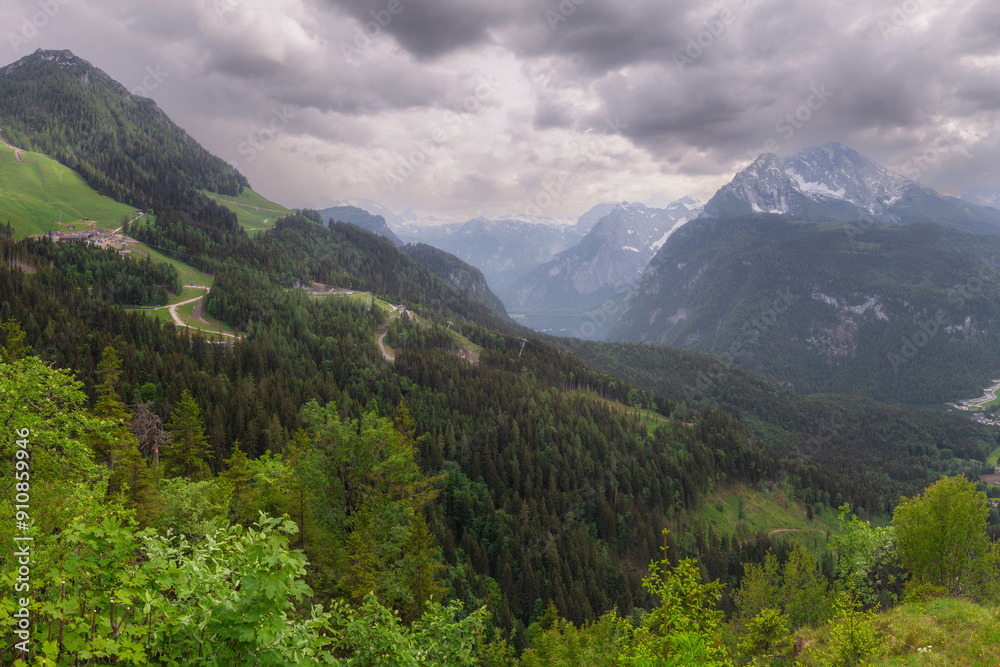 Obraz premium Konigsee lake from Jenner mount in Berchtesgaden National Park, Alps Germany