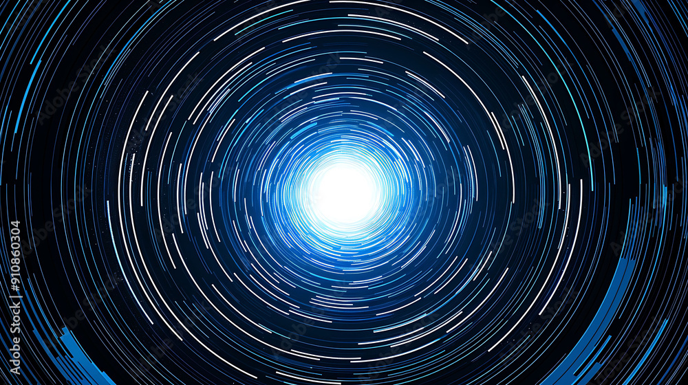 Obraz premium A Circular Pattern of Blue and White Lines Converging on a White Light Source